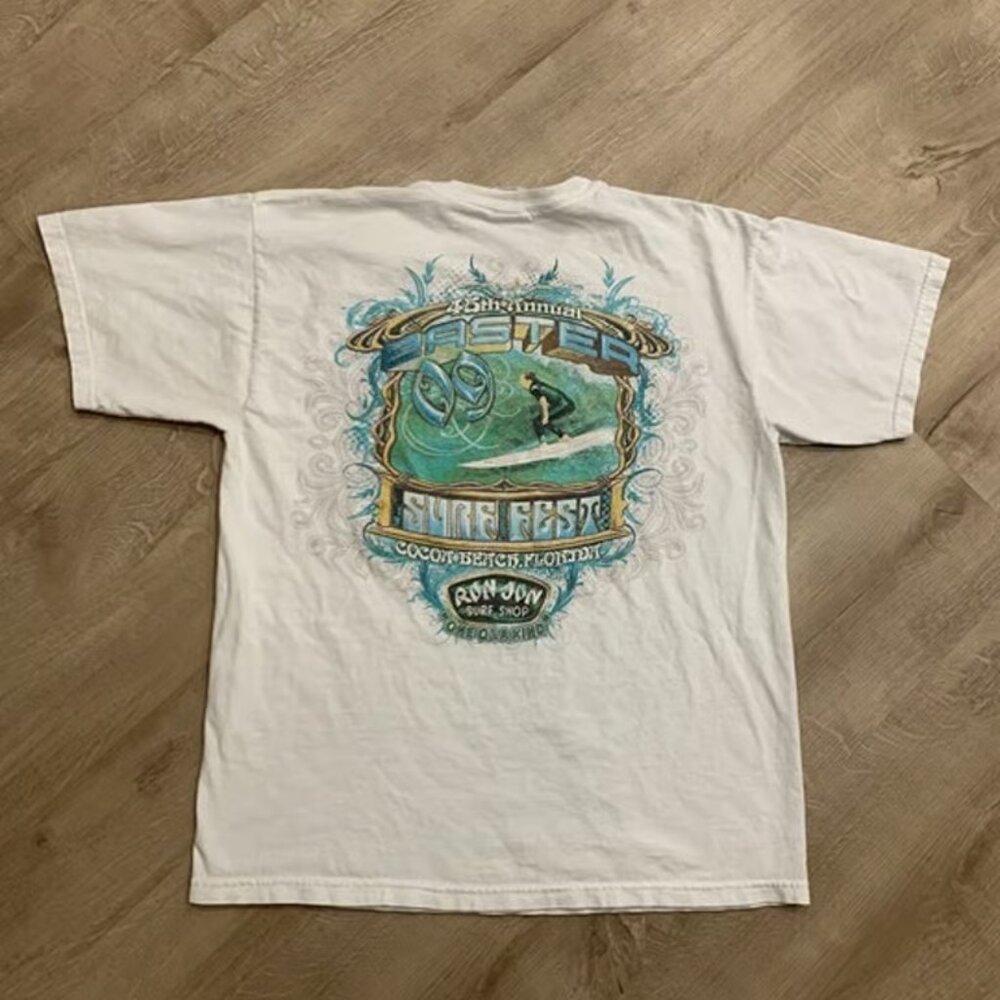 Vintage Y2K Ron Jon Surf Shop Easter Surf Fest 2009 T-Shirt Men's Large L White